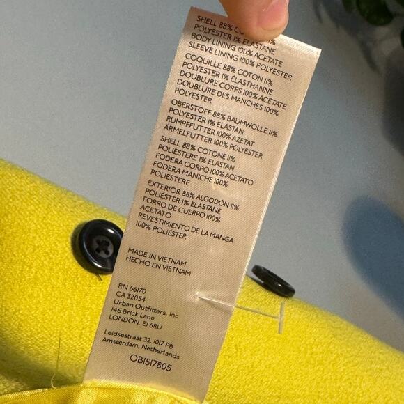 Women's Size M Maeve by Anthropologie Citrus Yellow Green Double-Breasted Blazer - Picture 6 of 6